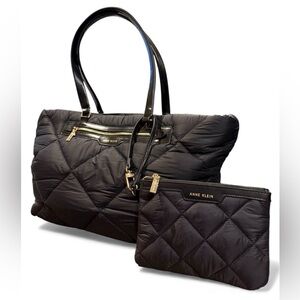 Anne Klein Black Quilted Venice Tote and matching Pouch ($98 retail)
